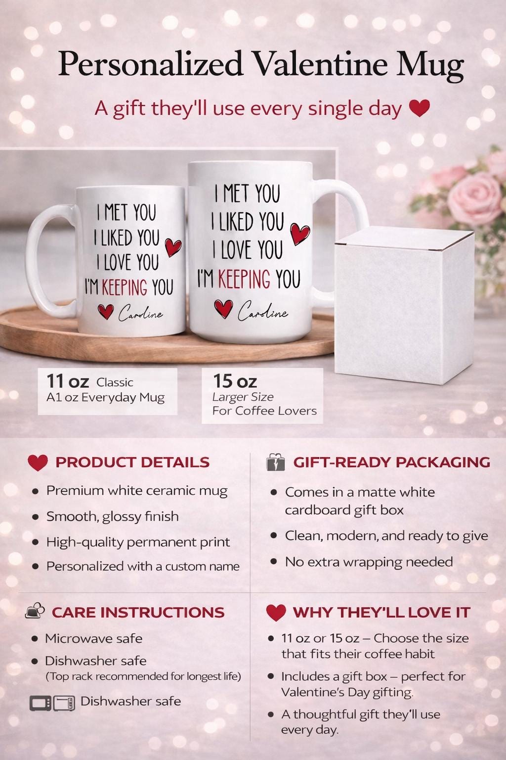 Personalized 'I Met You' Coffee Mug - close-up of the custom engraving