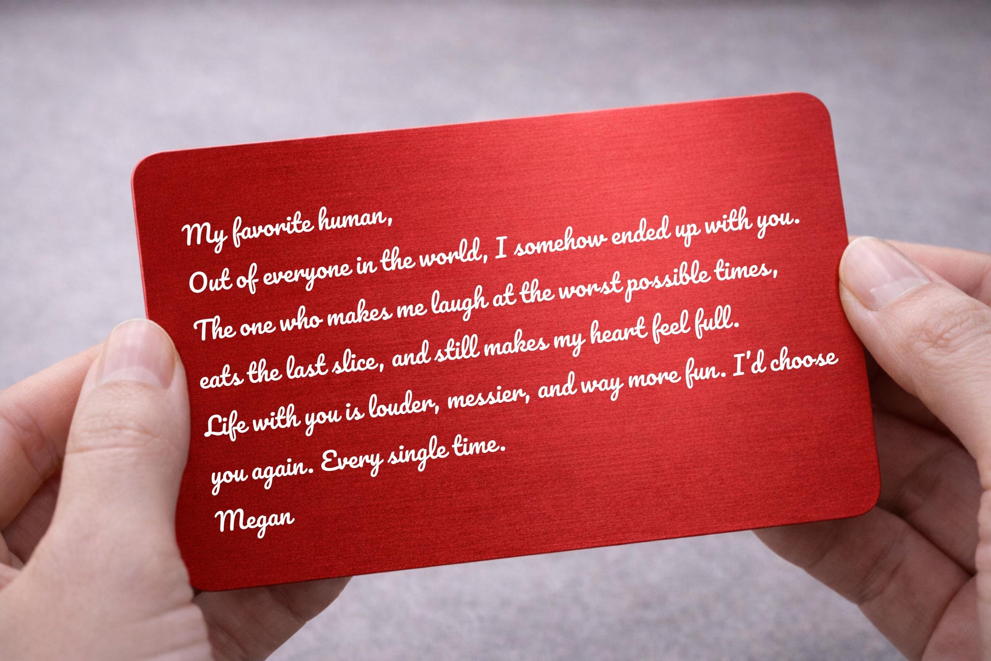 Personalized Engraved Wallet Card for Him - personalization example