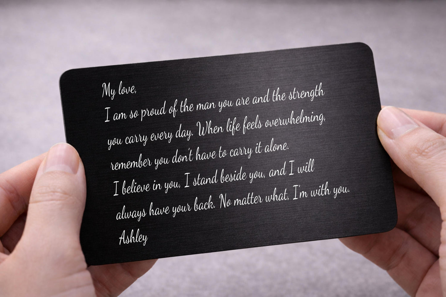 Personalized Engraved Wallet Card for Him - color and style options