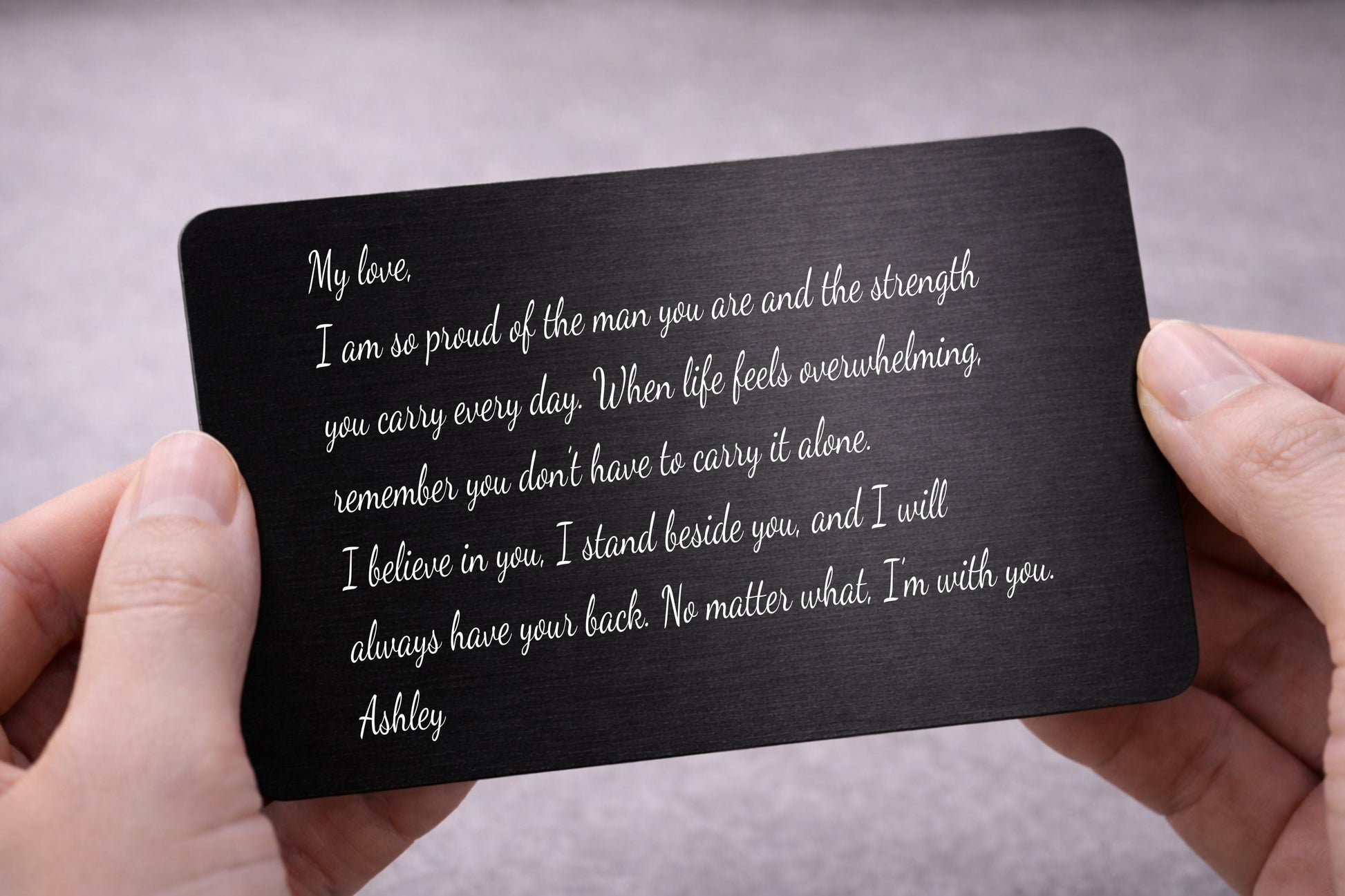 Personalized Engraved Wallet Card for Him - color and style options