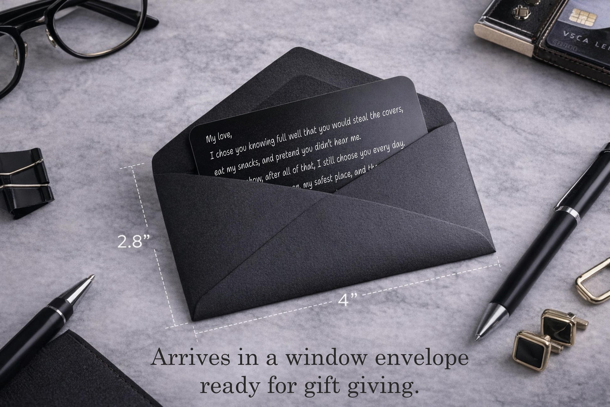 Personalized Engraved Wallet Card for Him - color and style options