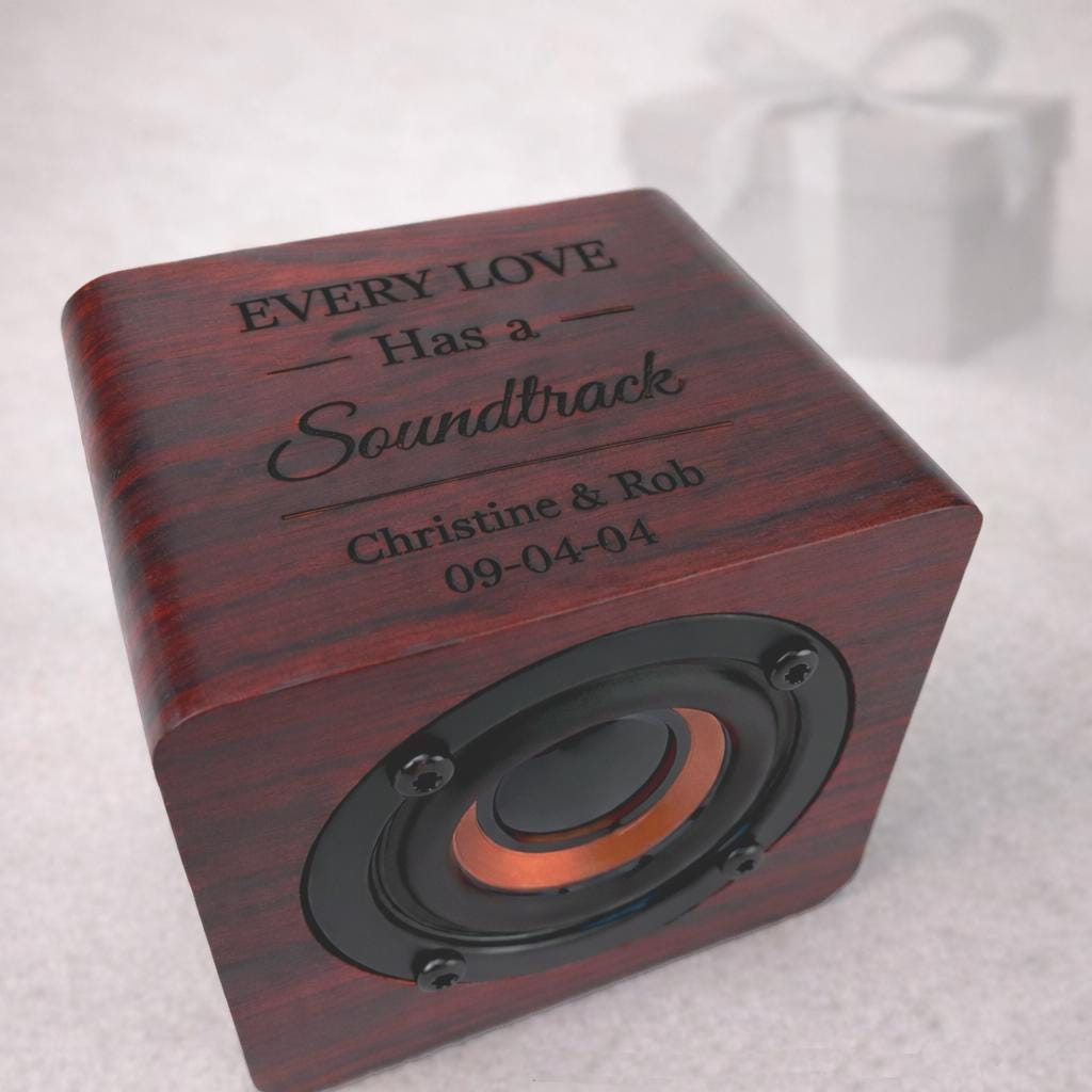Personalized Wooden Bluetooth Speaker for Couples - personalization example