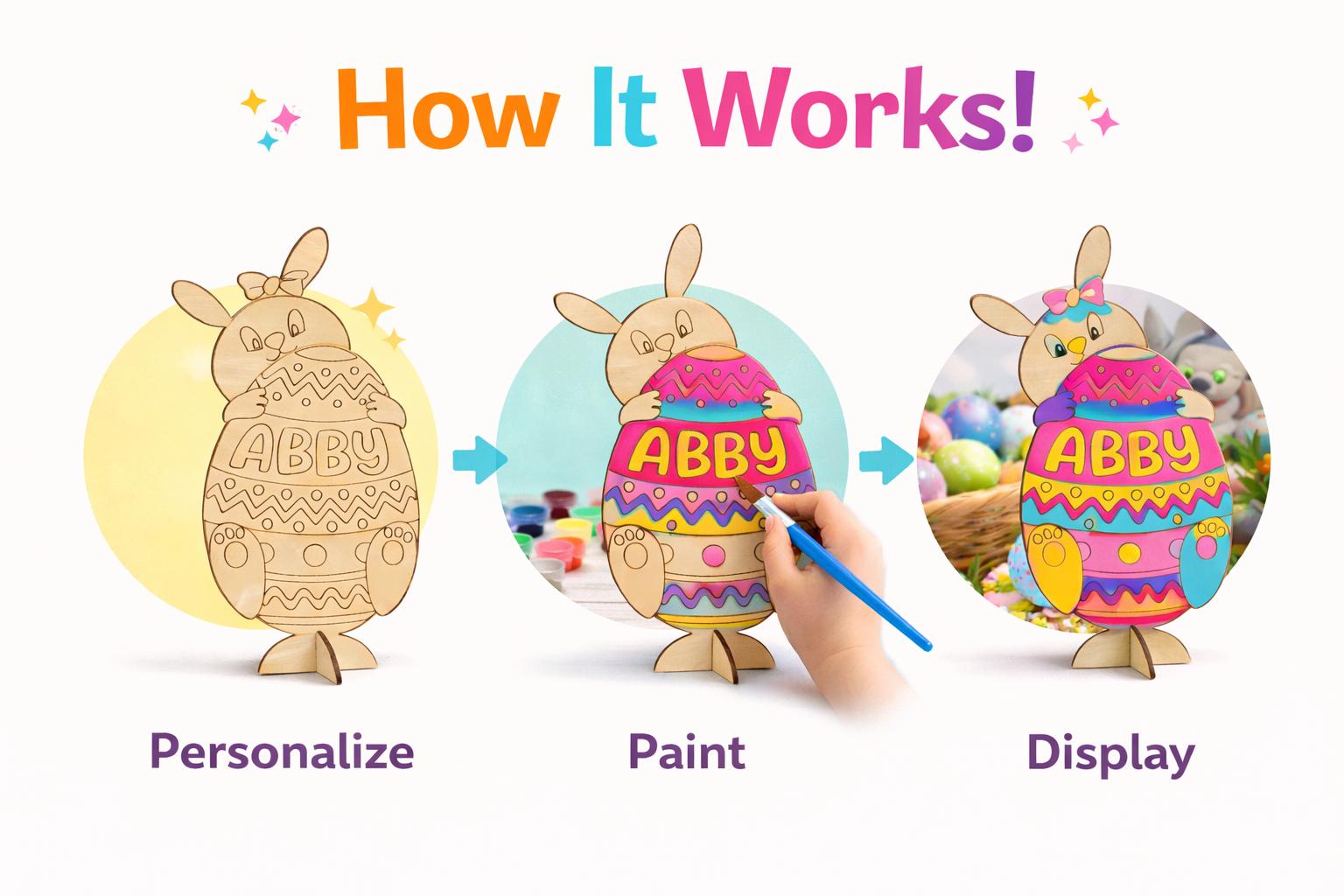 Personalized Easter Bunny Paint Kit for Kids with Stand - personalization example