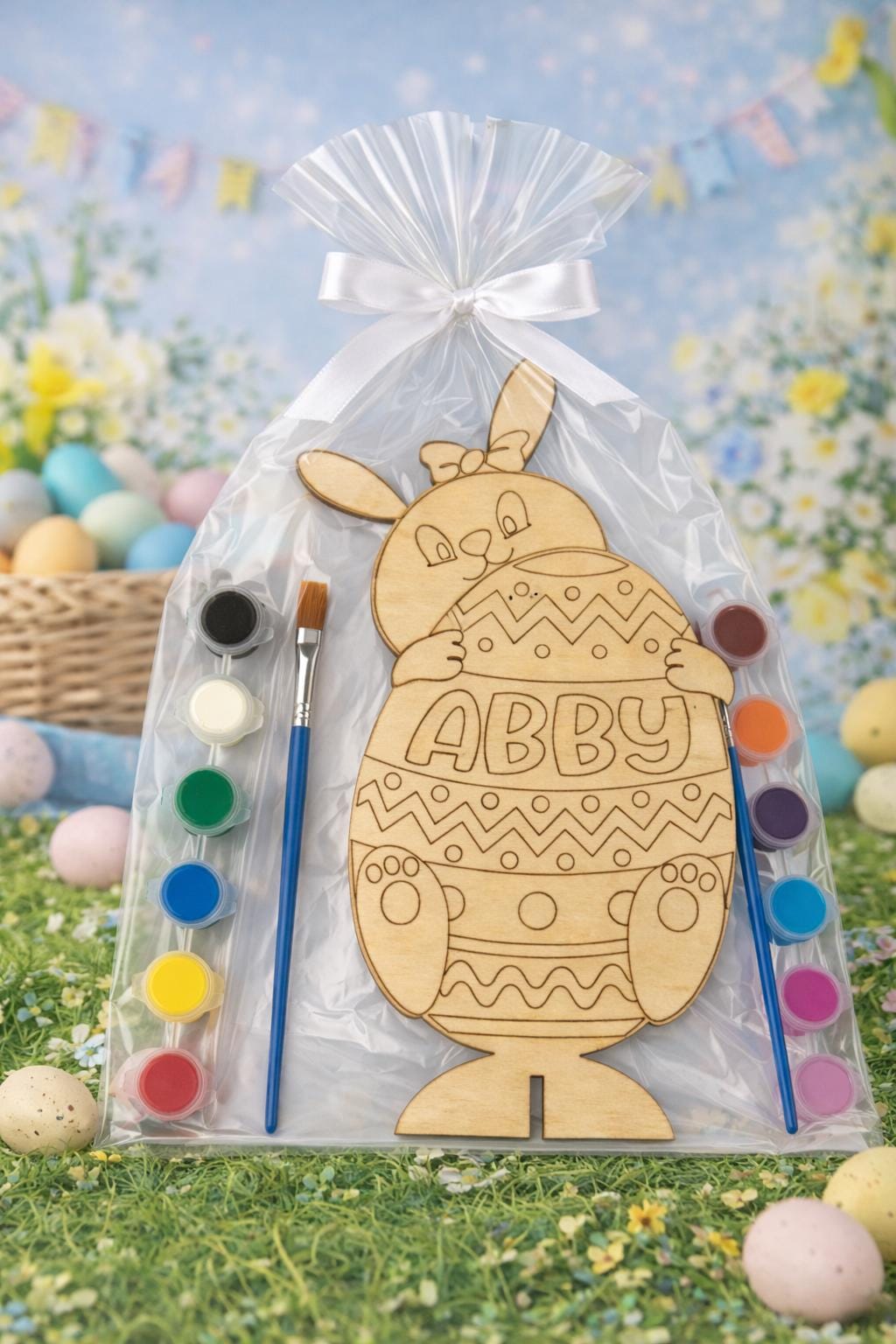 Personalized Easter Bunny Paint Kit for Kids with Stand