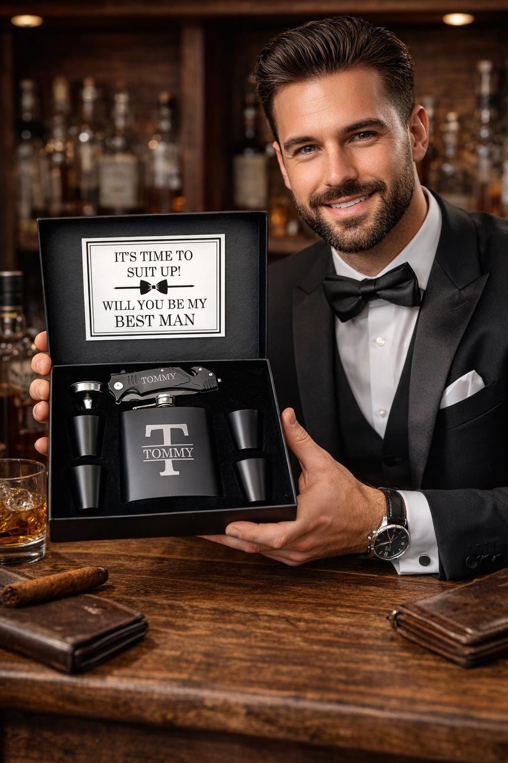 Groomsmen Proposal Gift Set - personalization example