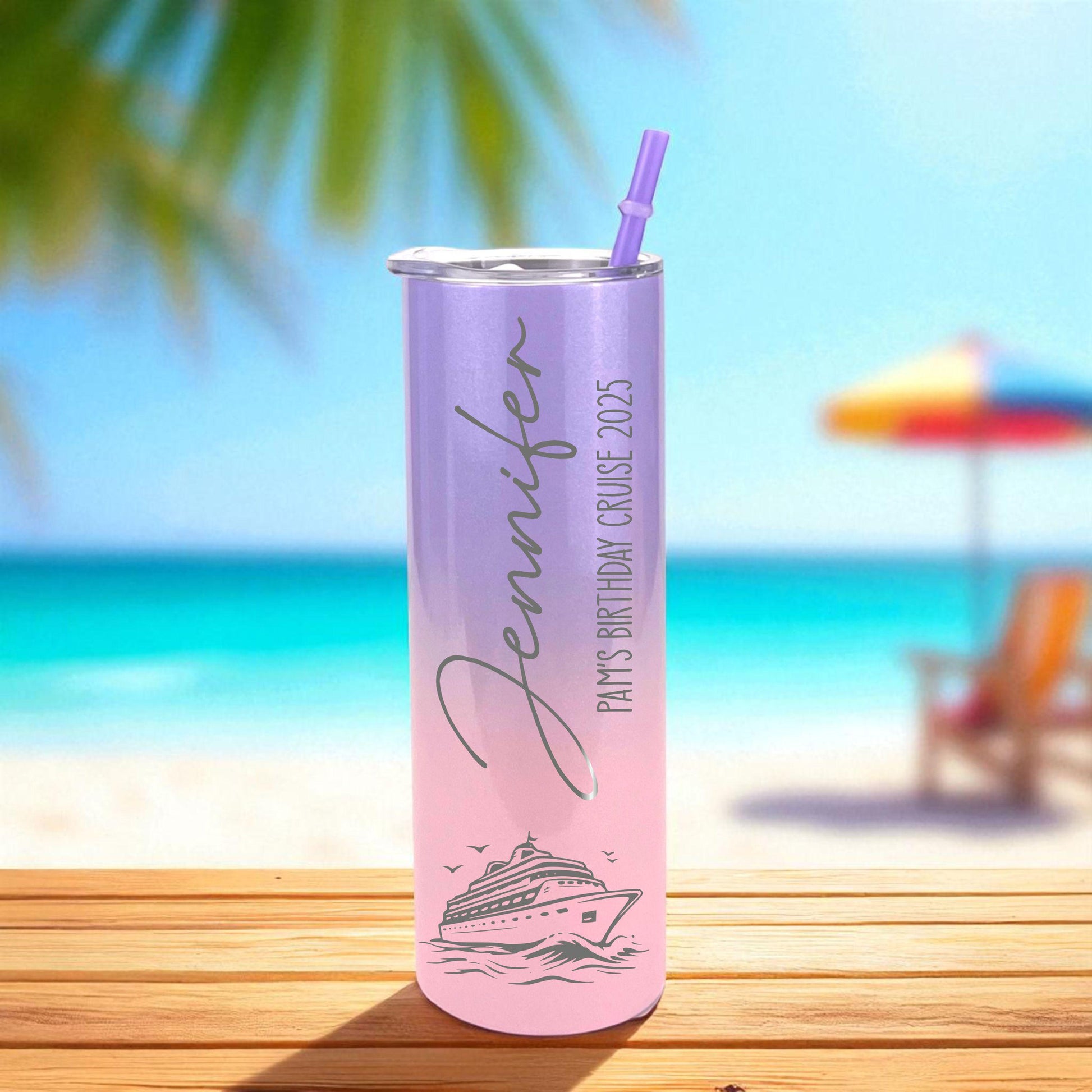 Beach Trip Tumblers with Name - color and style options