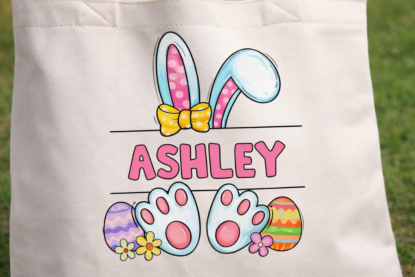 Personalized Easter Bunny Tote Bag with Name - color and style options