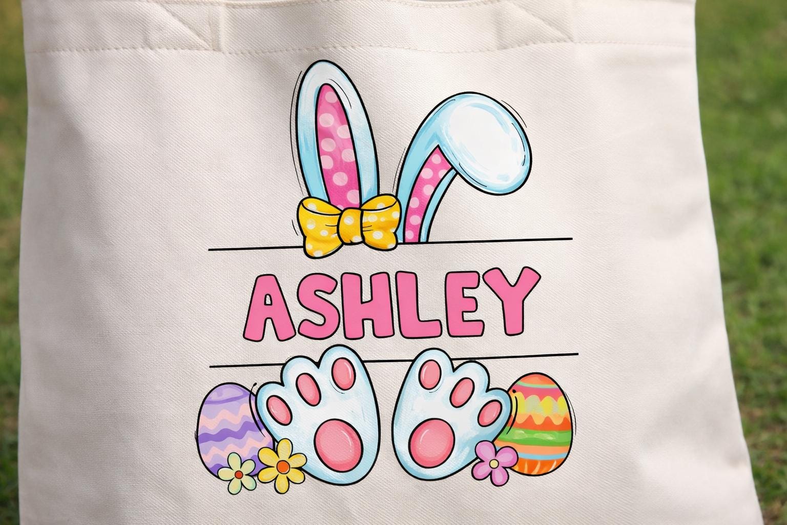 Personalized Easter Bunny Tote Bag with Name - color and style options