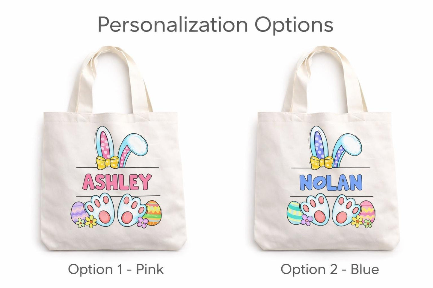 Personalized Easter Bunny Tote Bag with Name - a thoughtful custom gift