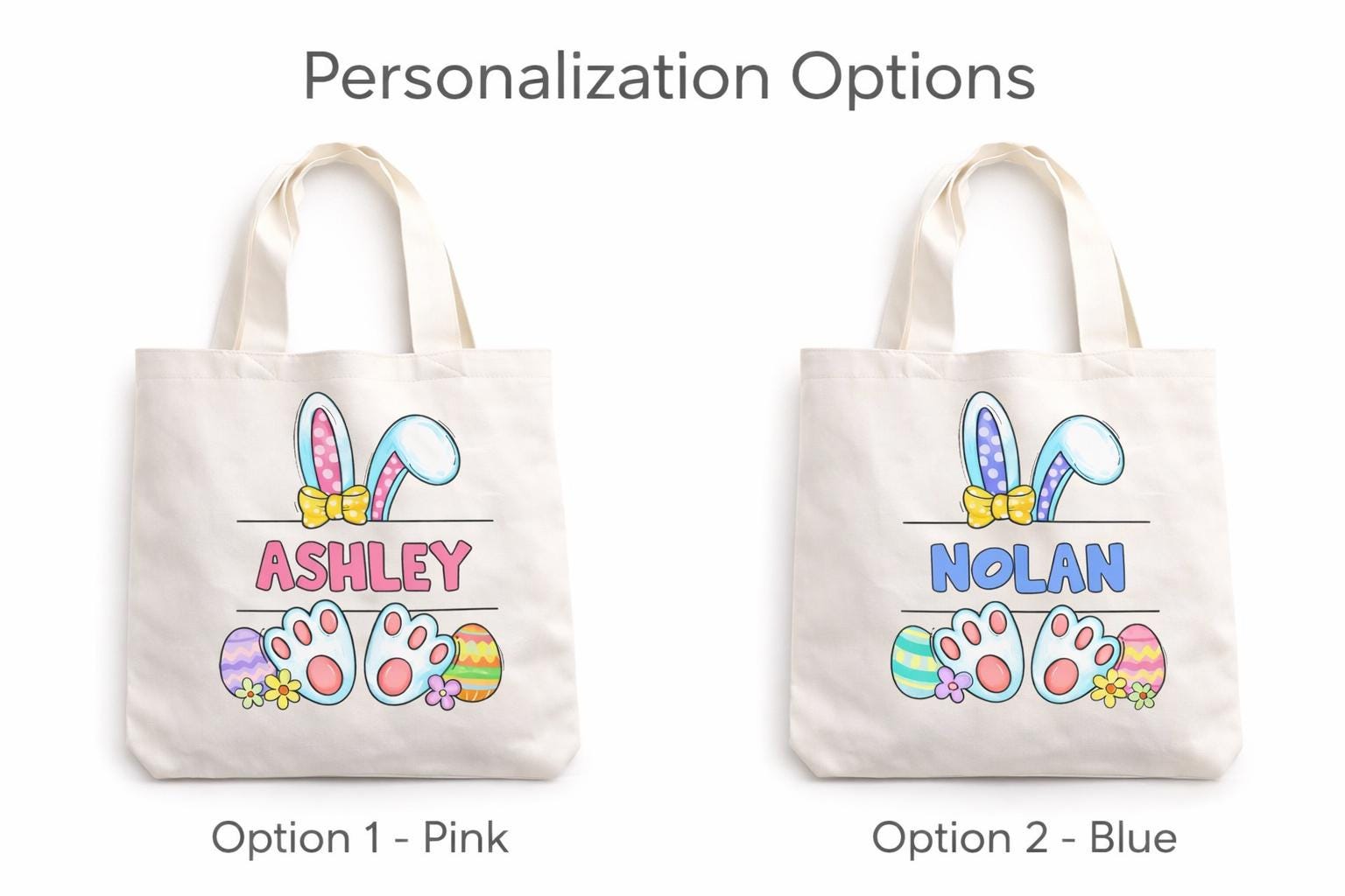 Personalized Easter Bunny Tote Bag with Name - a thoughtful custom gift