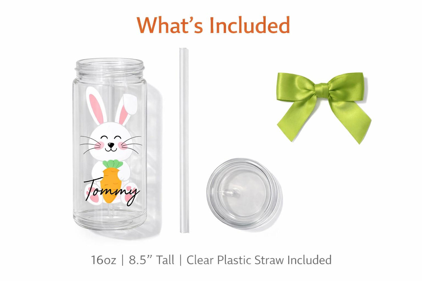 Personalized Easter Acrylic Tumbler for Kids - 16 Oz UV Printed Cup - a thoughtful custom gift