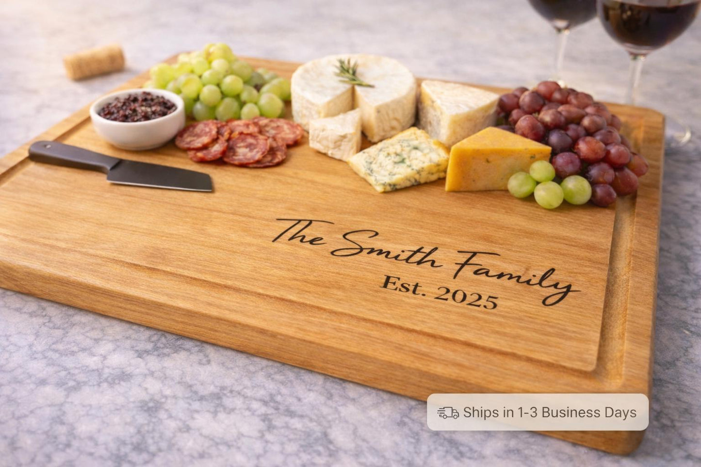 Personalized Charcuterie & Cutting Board – Custom Last Name Wedding Gift