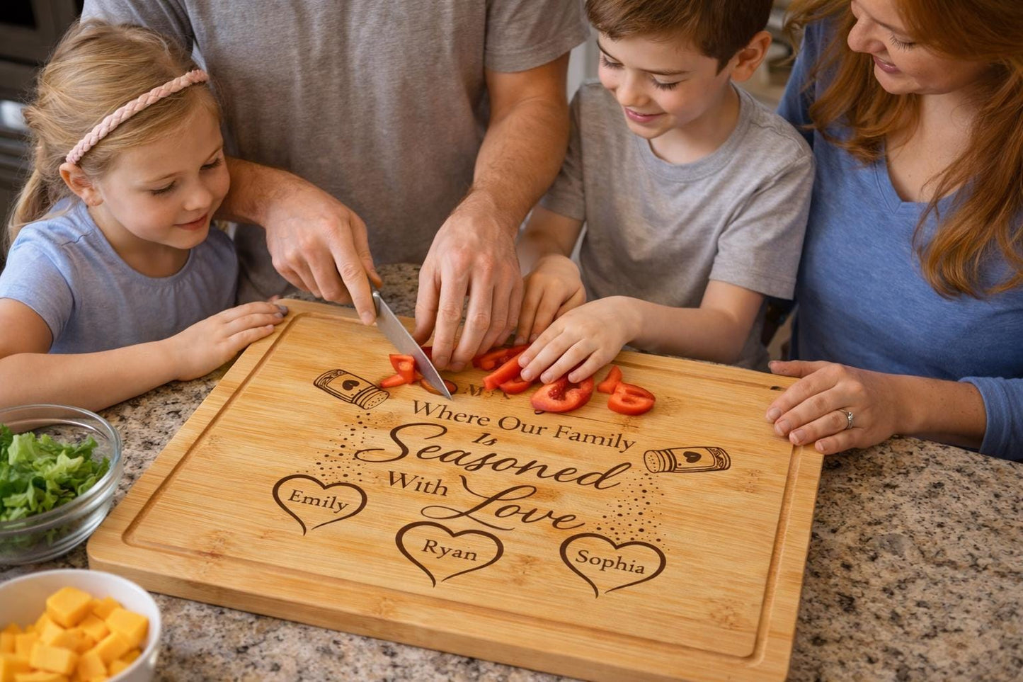 Personalized Mom Cutting Board - personalized engraved gift, family-made in Long Island