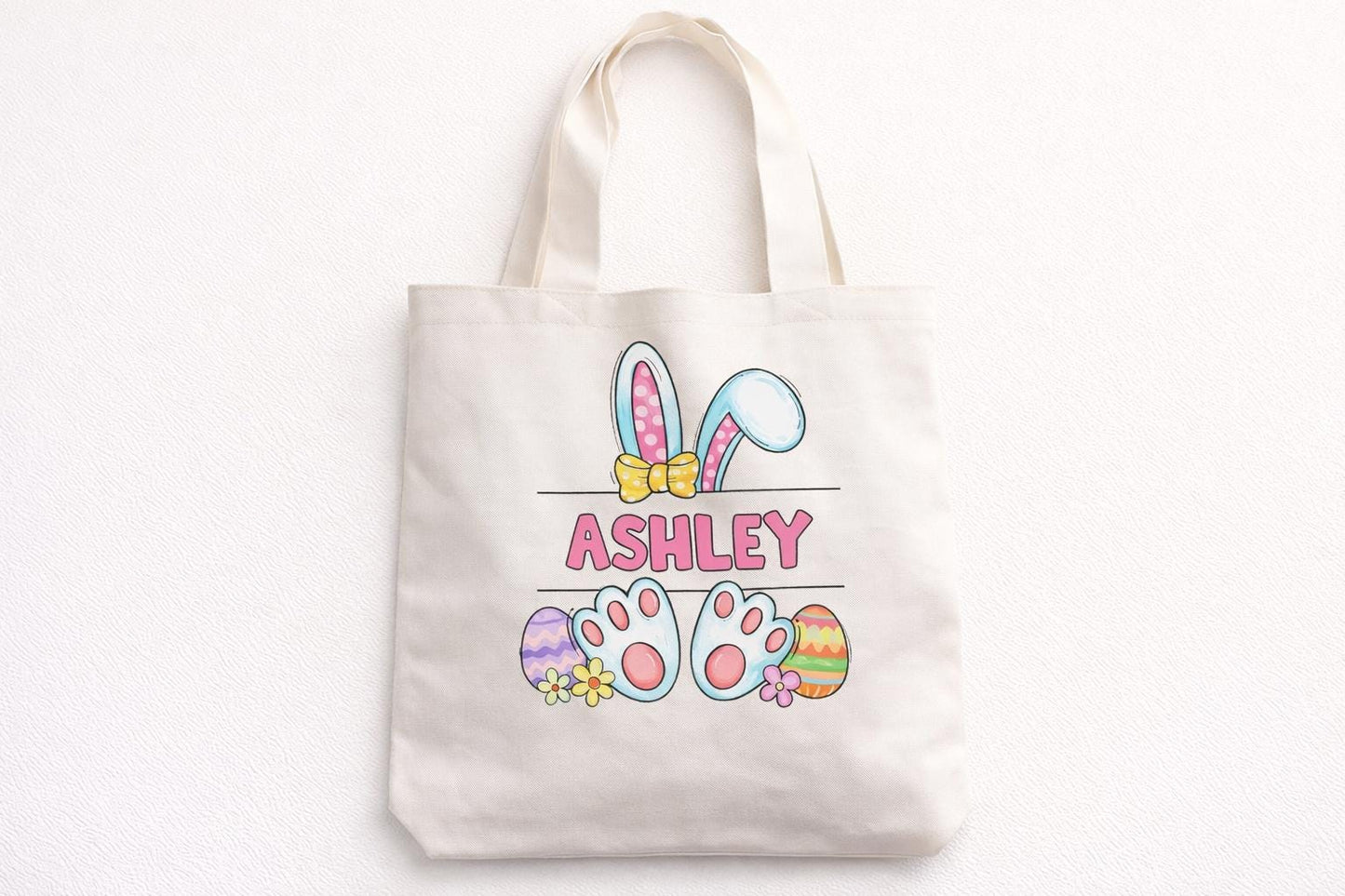Personalized Easter Bunny Tote Bag with Name - color and style options