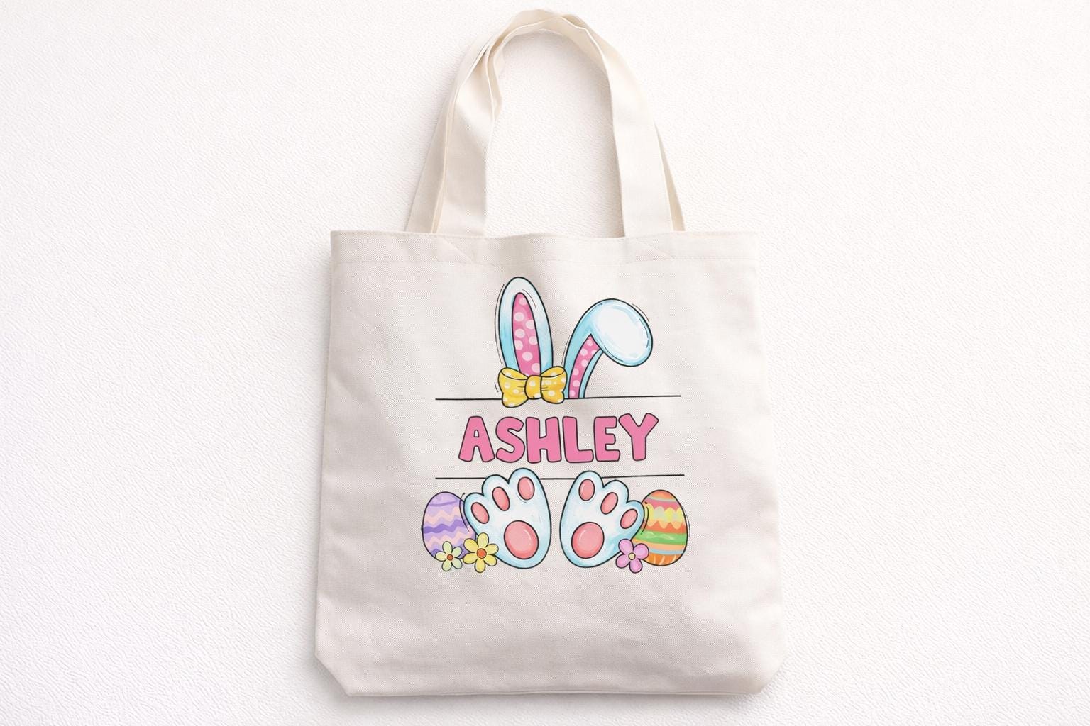 Personalized Easter Bunny Tote Bag with Name - color and style options