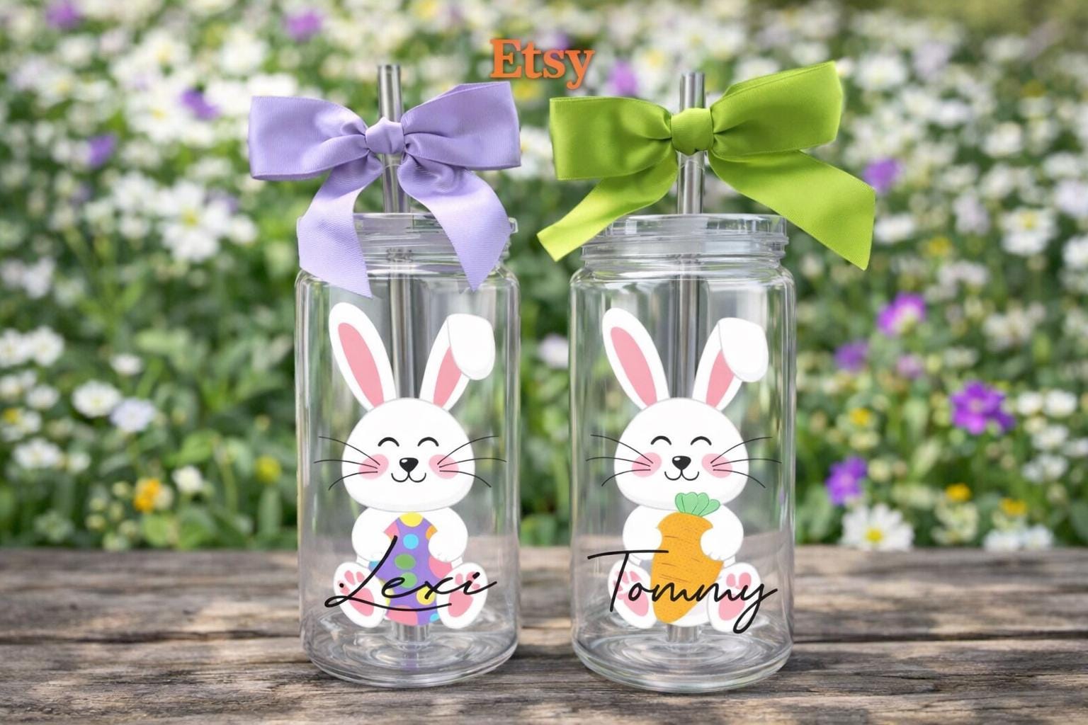 Personalized Easter Acrylic Tumbler for Kids - 16 Oz UV Printed Cup - color and style options