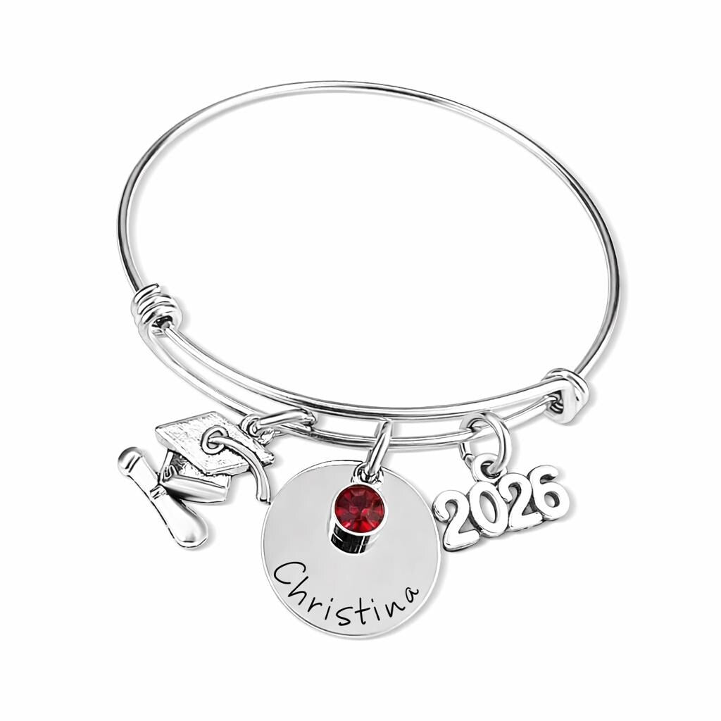 Personalized Graduation Bracelet 2026 - close-up of the custom engraving