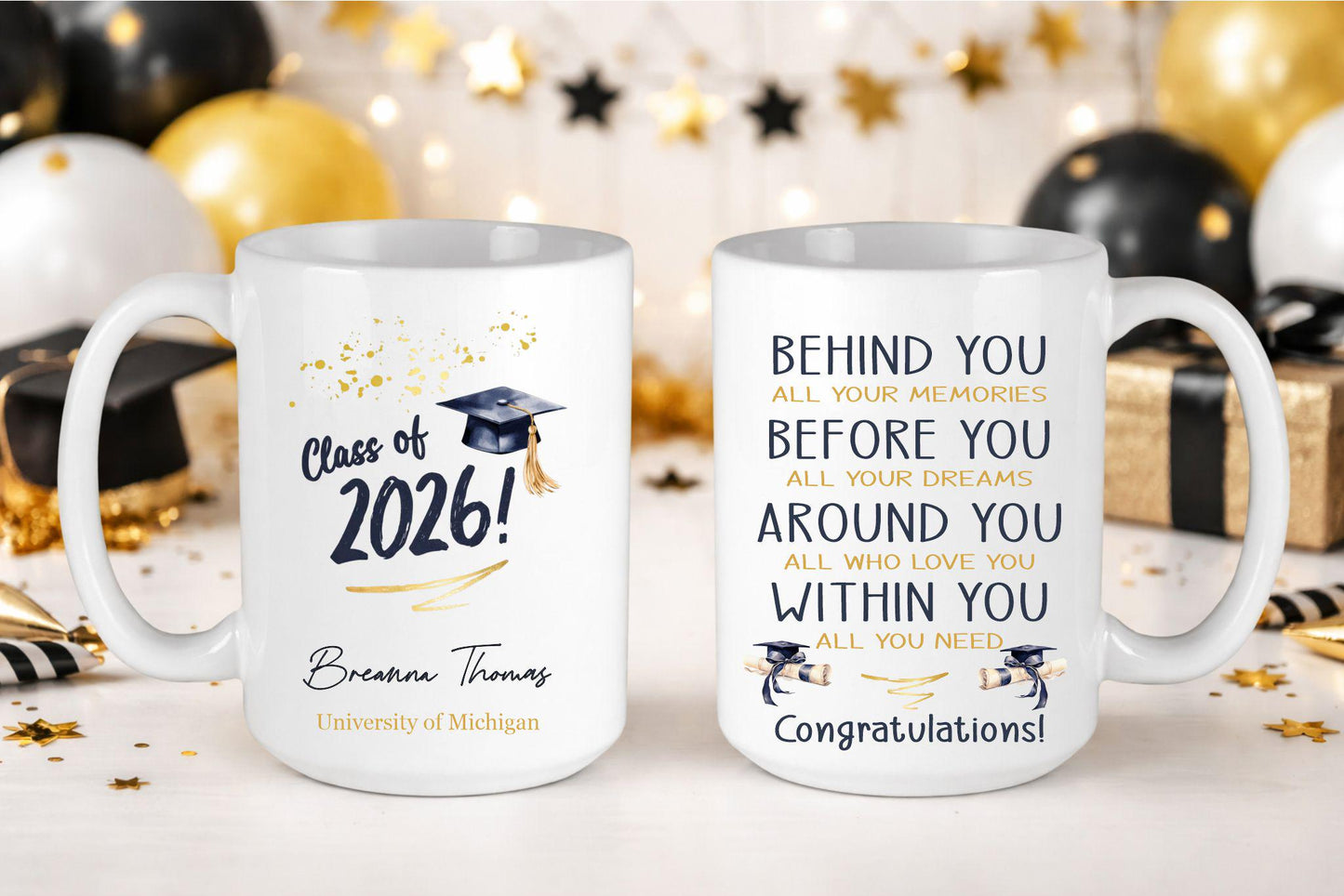 Custom Graduation Mug with Name & School