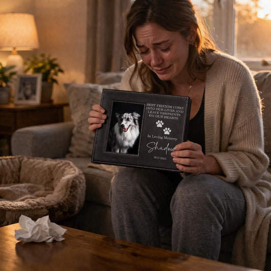 Personalized Pet Memorial Dog Frame - close-up of the custom engraving