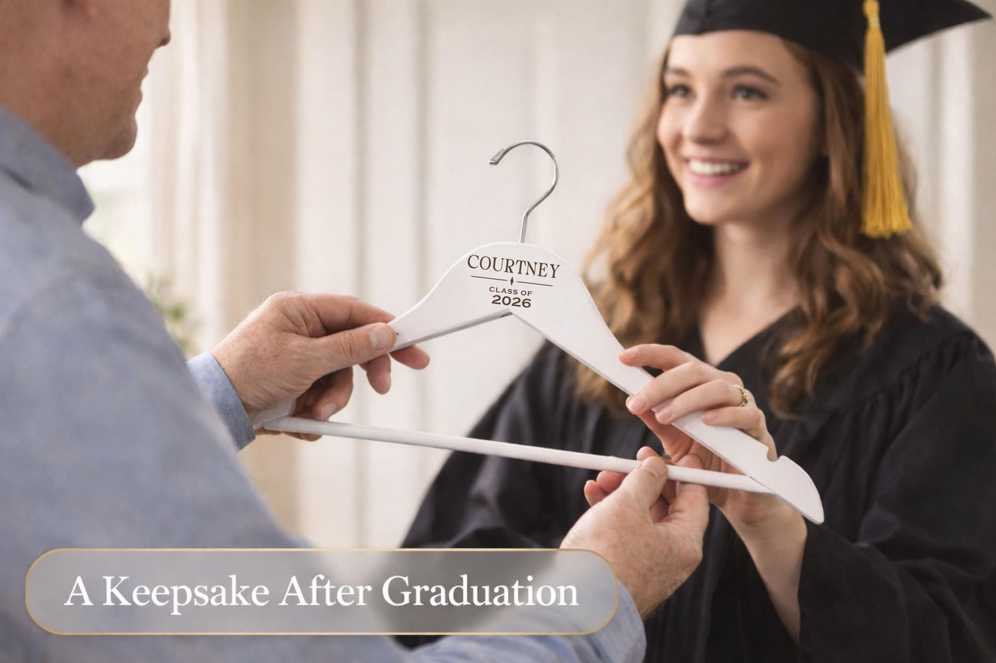 Personalized Graduation Cap & Gown Hanger - color and style options