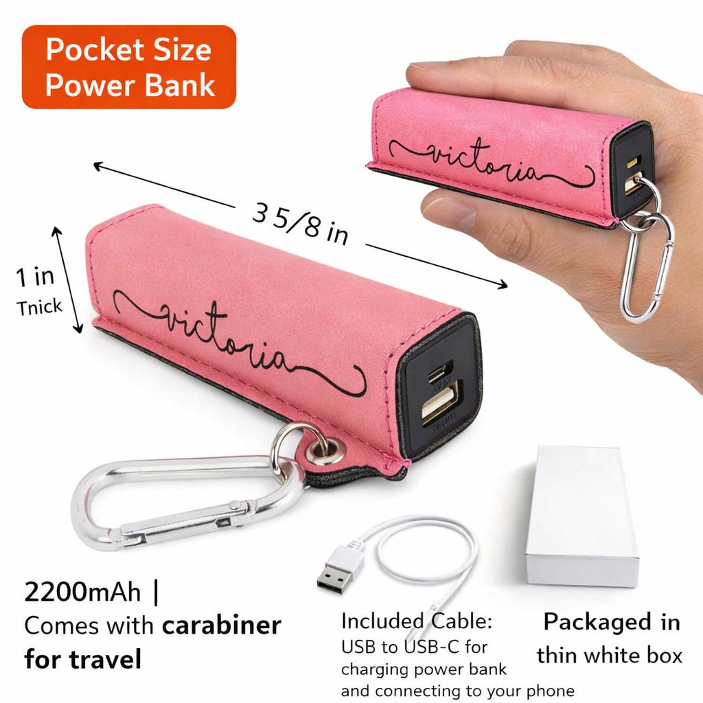 Personalized Power Bank - close-up of the custom engraving