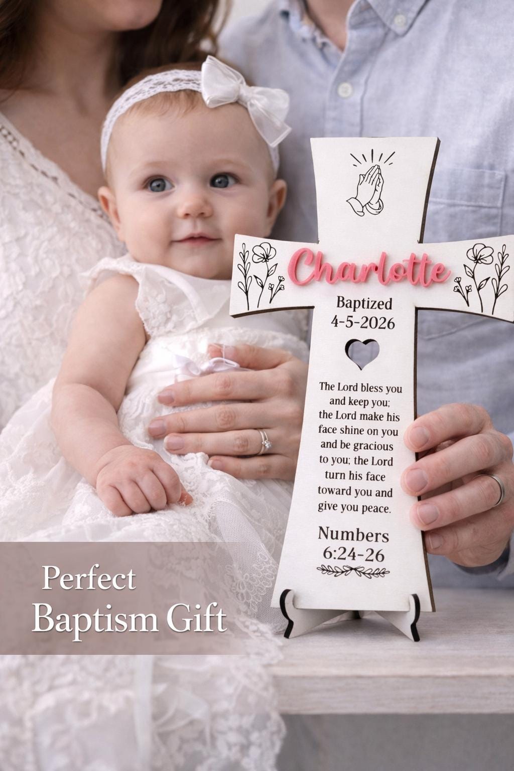 Personalized Baptism Cross for Baby Girl