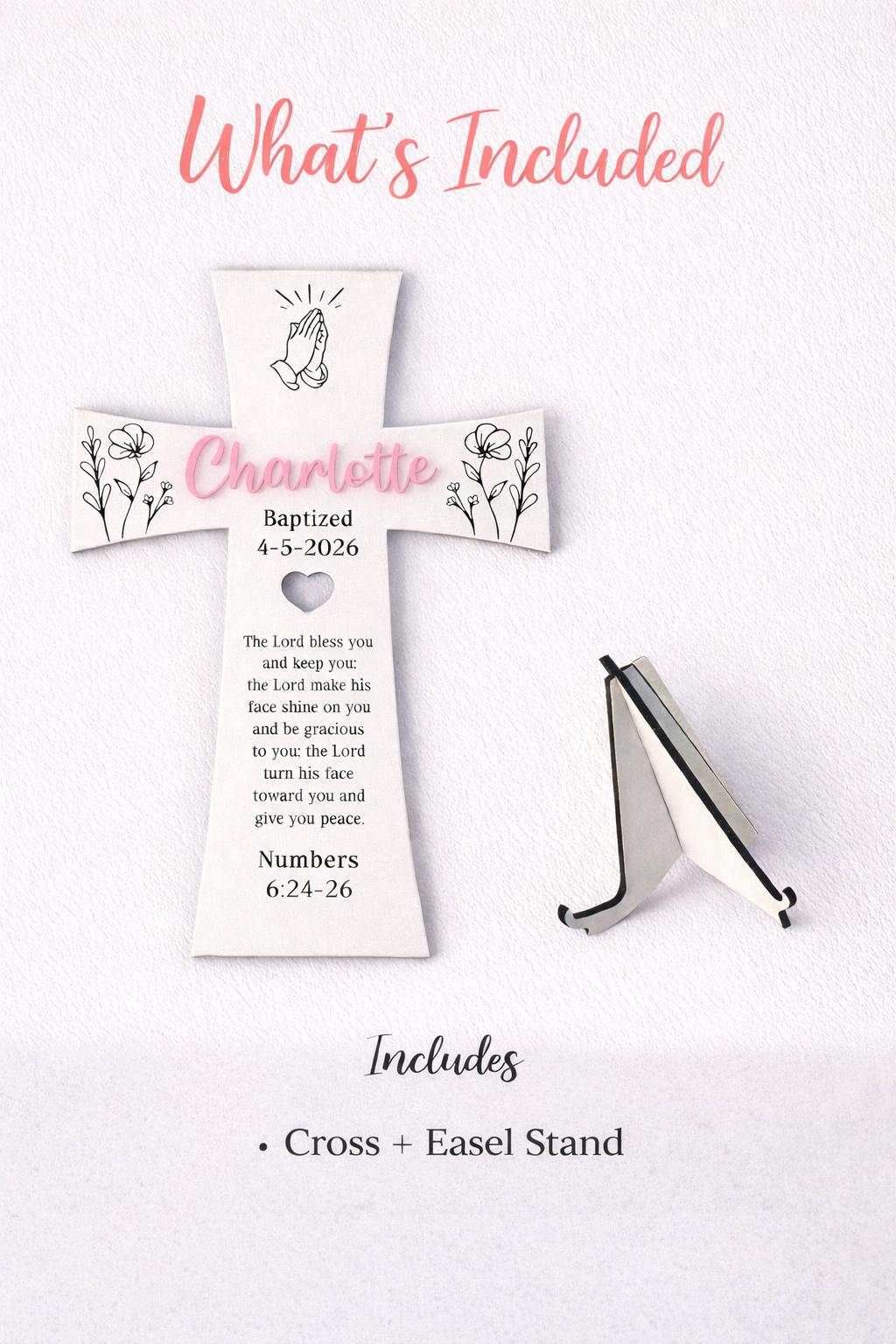 Personalized Baptism Cross for Baby Girl - personalization example