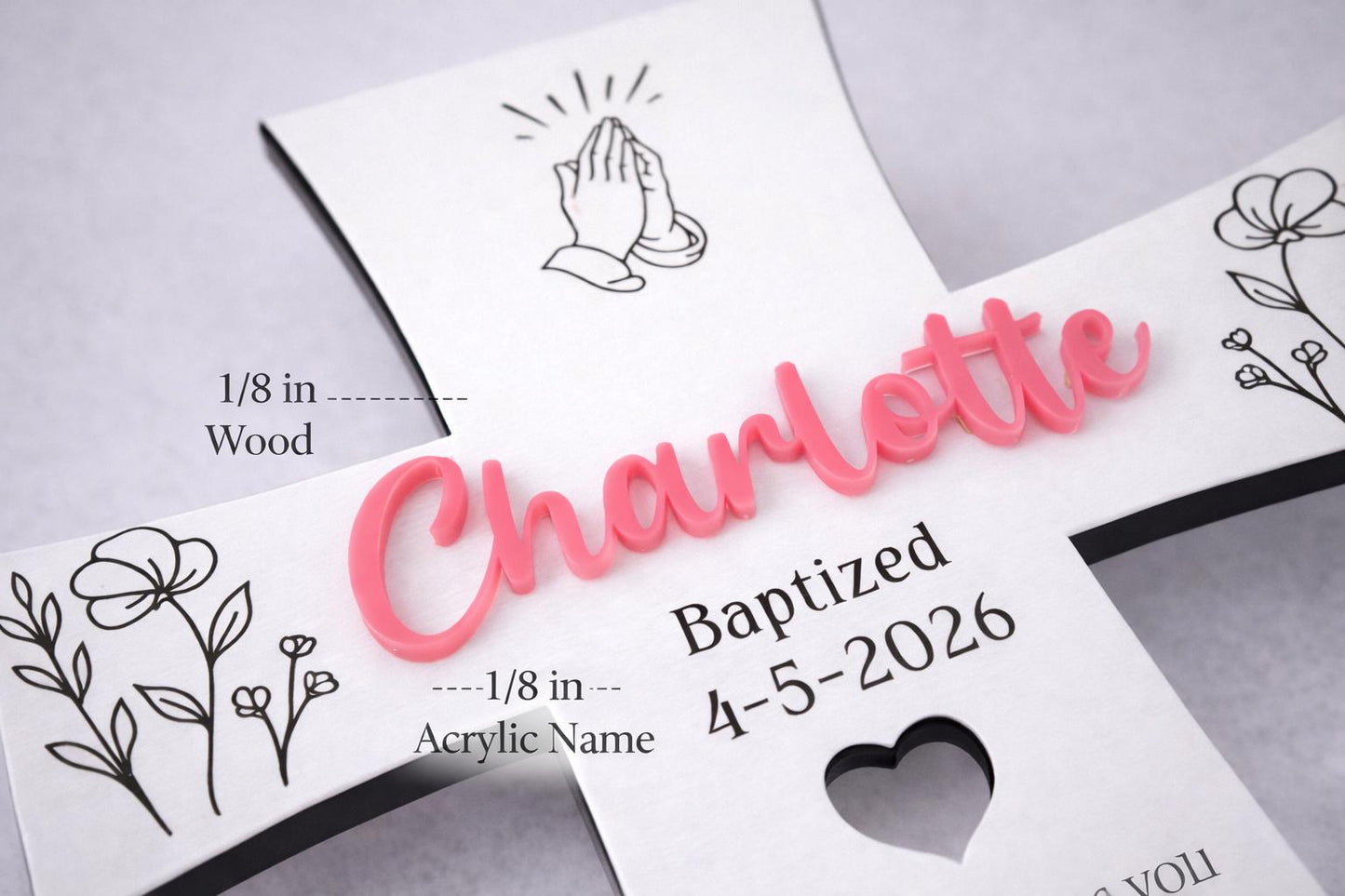 Personalized Baptism Cross Gift from Godparents - color and style options