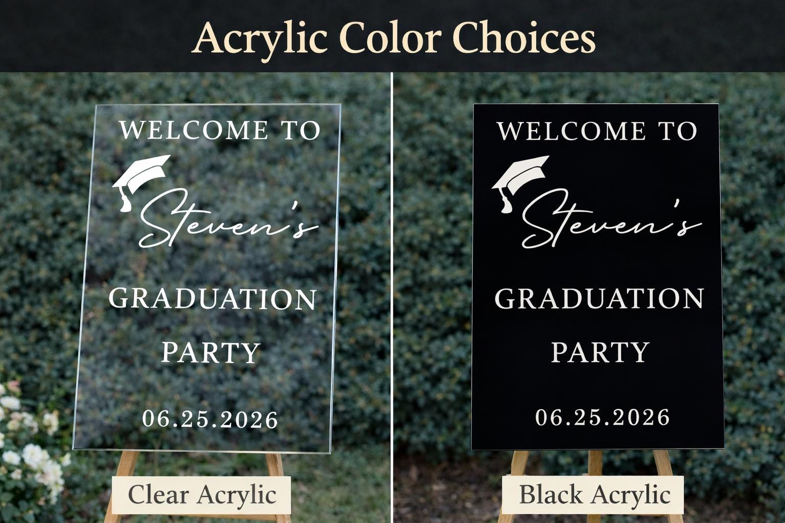 Graduation Welcome Sign with Name - color and style options