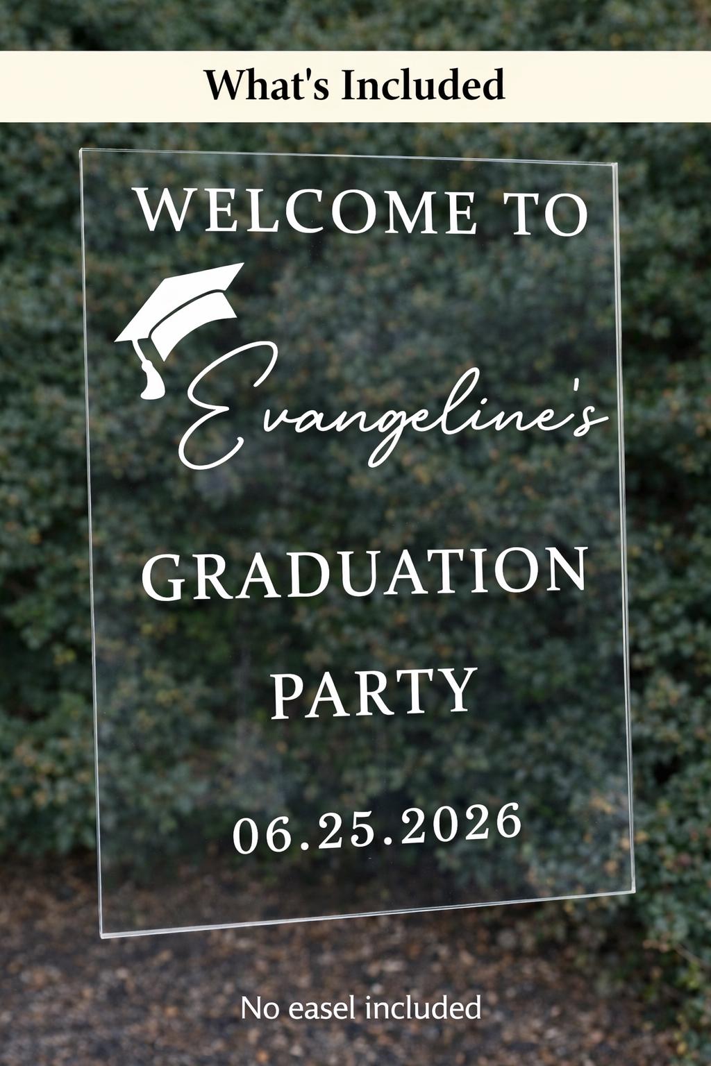 Personalized Acrylic Graduation Welcome Sign - close-up of the custom engraving