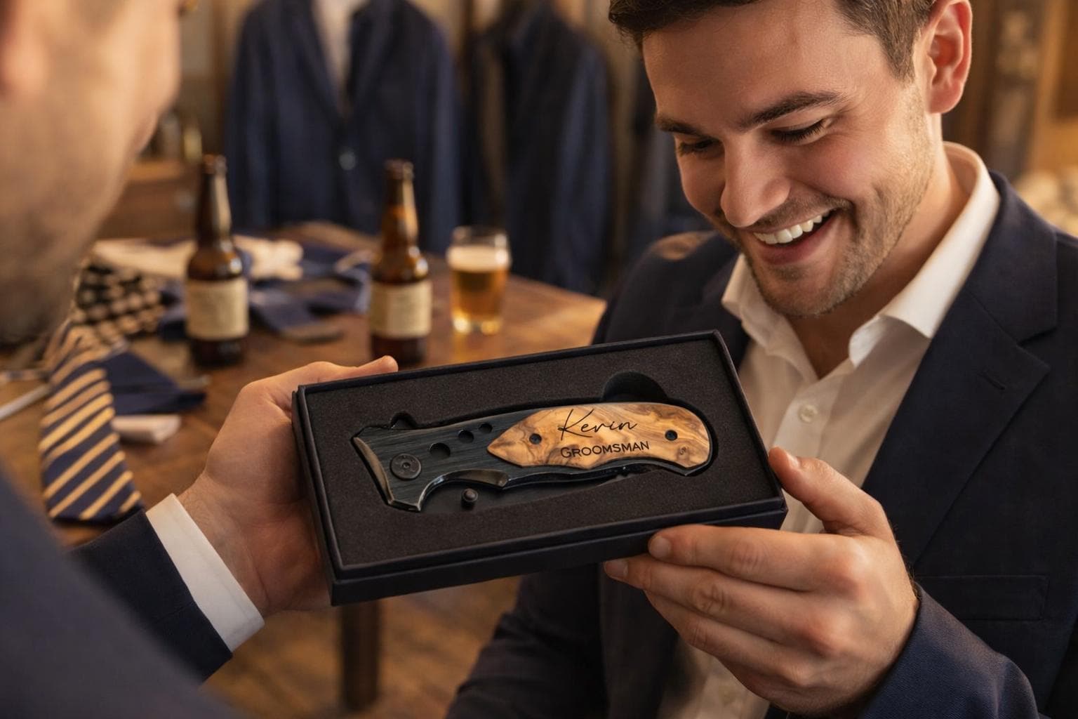Personalized Engraved Pocket Knife - close-up of the custom engraving