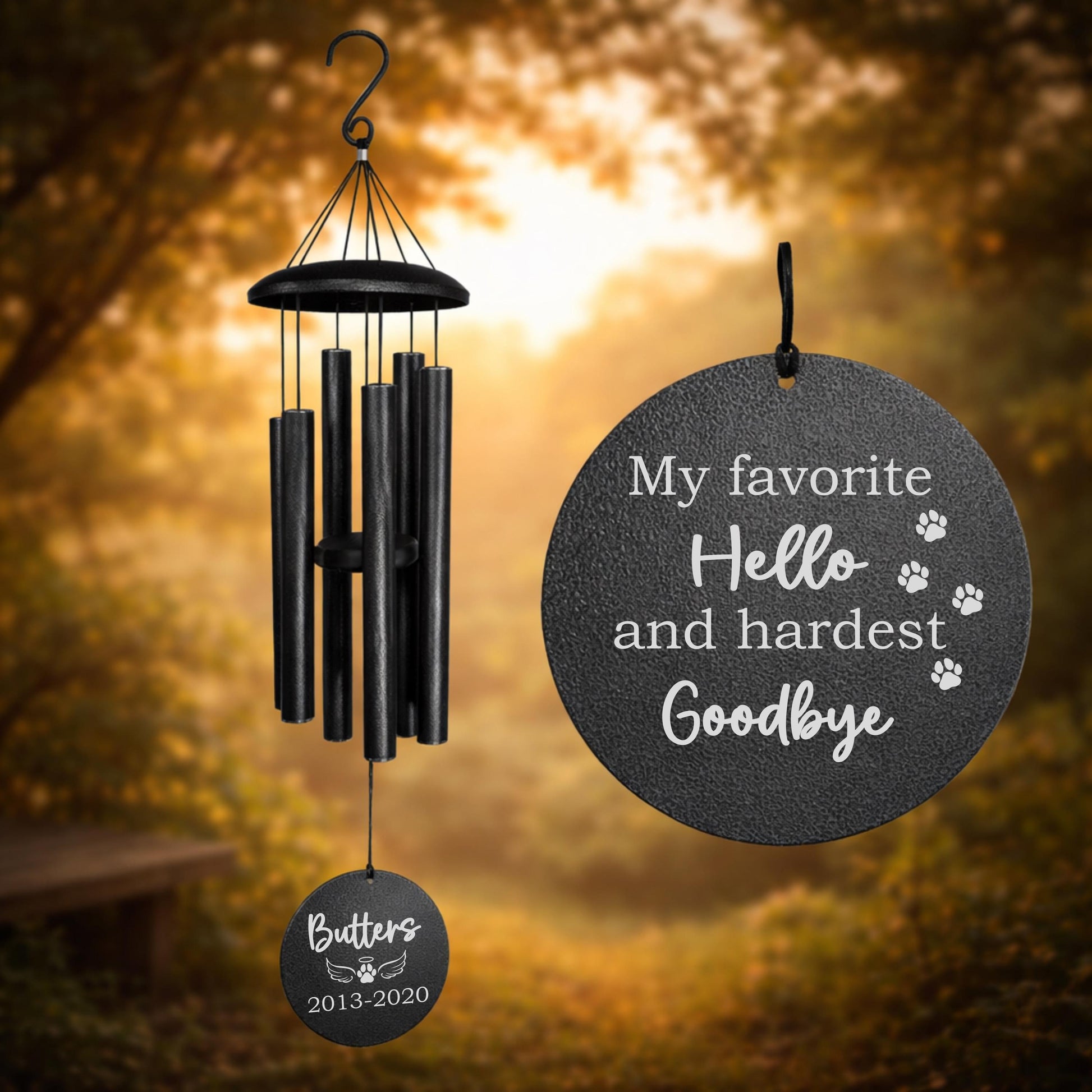 Loved By A Dog Memorial Wind Chime - personalization example
