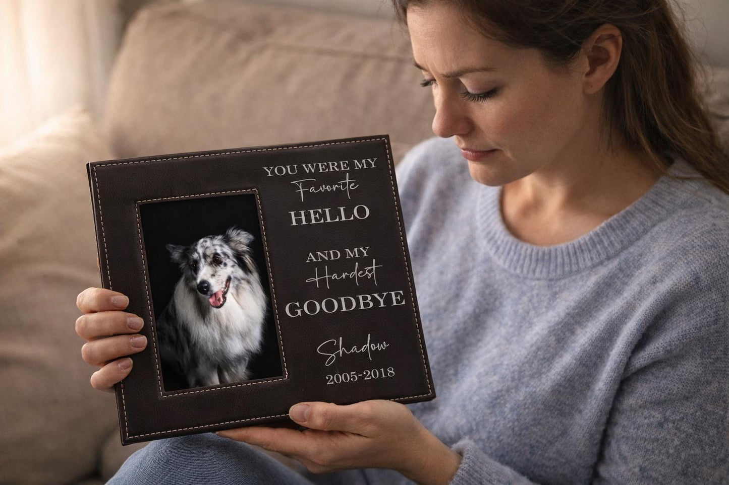 Custom Pet Memorial Frame – Personalized Dog or Cat Loss Gift – Engraved Photo Frame for Rainbow Bridge Remembrance, 4x6 or 5x7