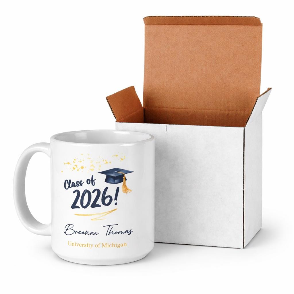 Custom Graduation Mug with Name & School - close-up of the custom engraving
