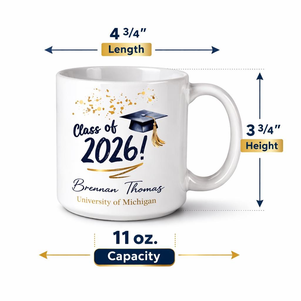 Custom Graduation Mug with Name & School - personalization example