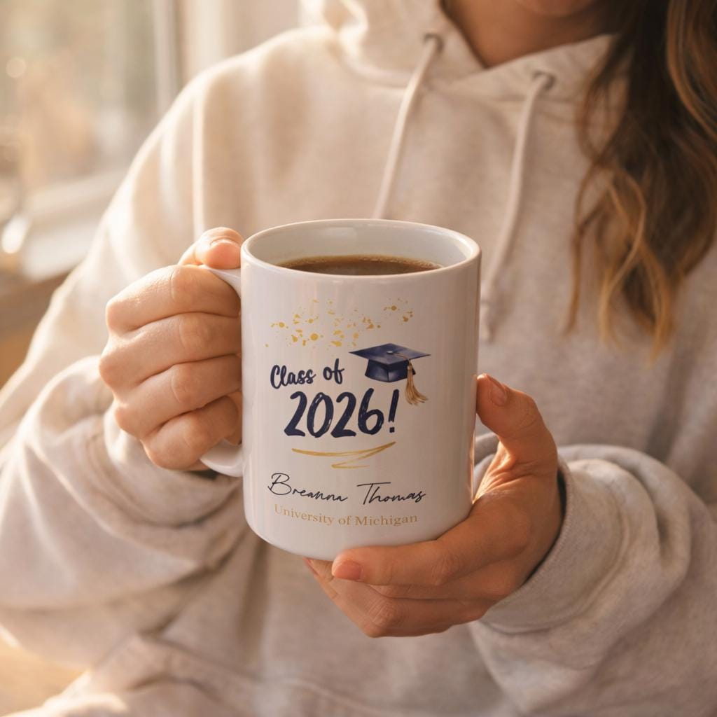 Custom Graduation Mug with Name & School - a thoughtful custom gift