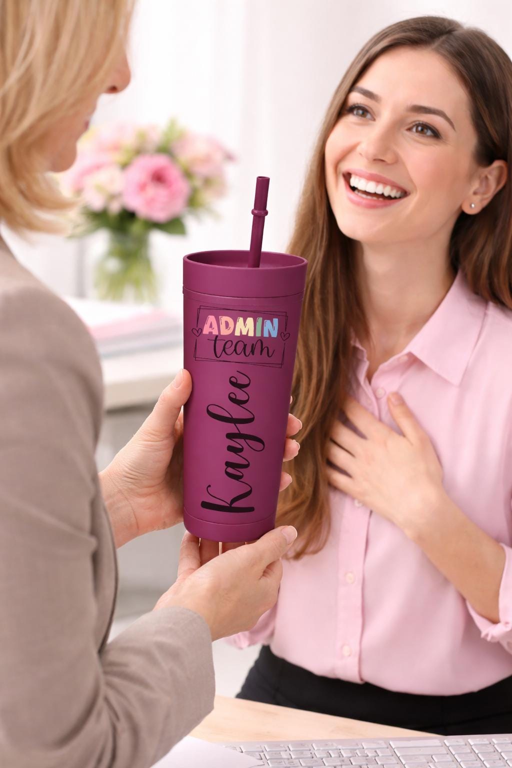 Personalized Admin Team Tumbler - personalization example