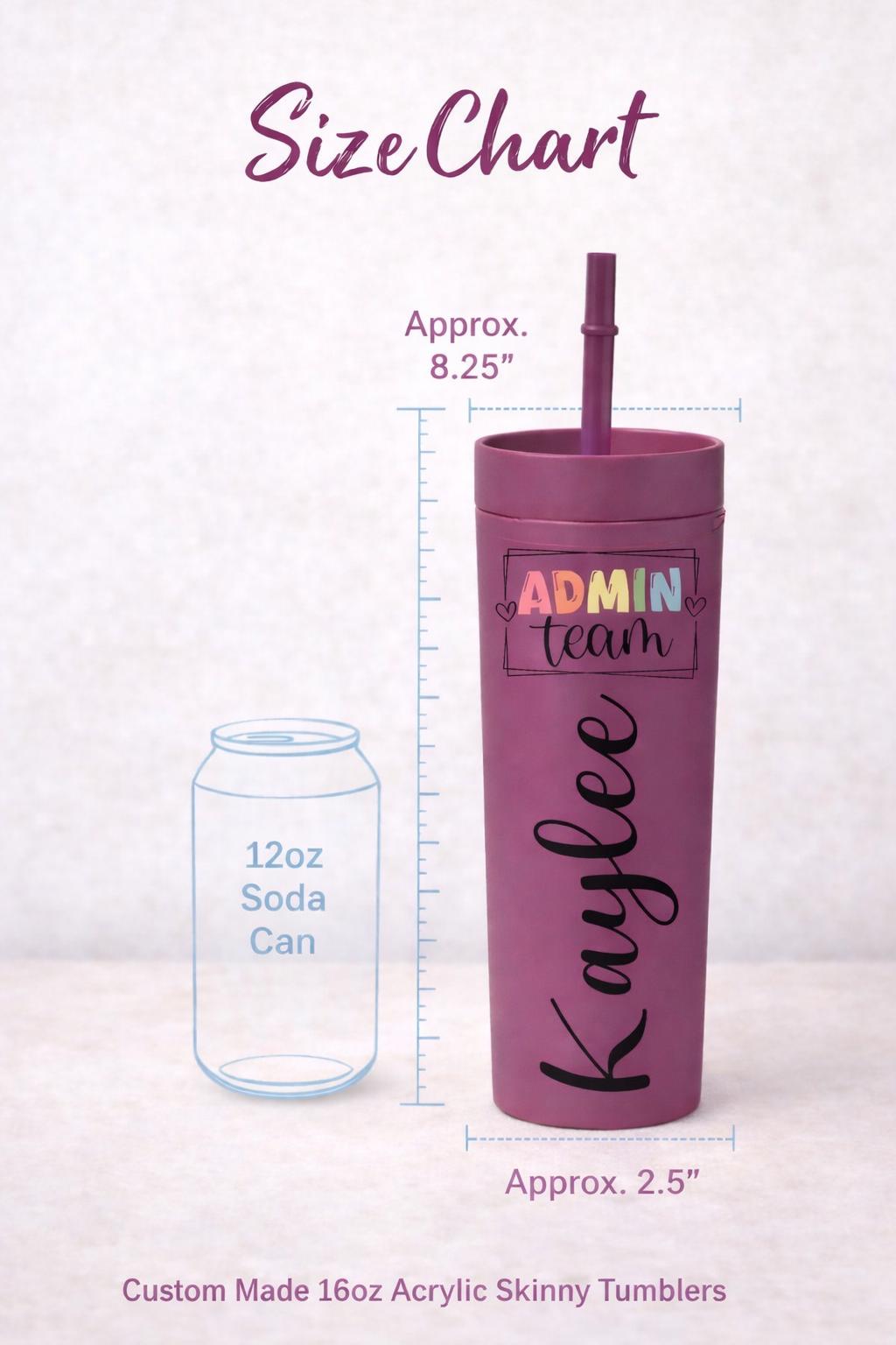 Personalized Admin Team Tumbler - color and style options