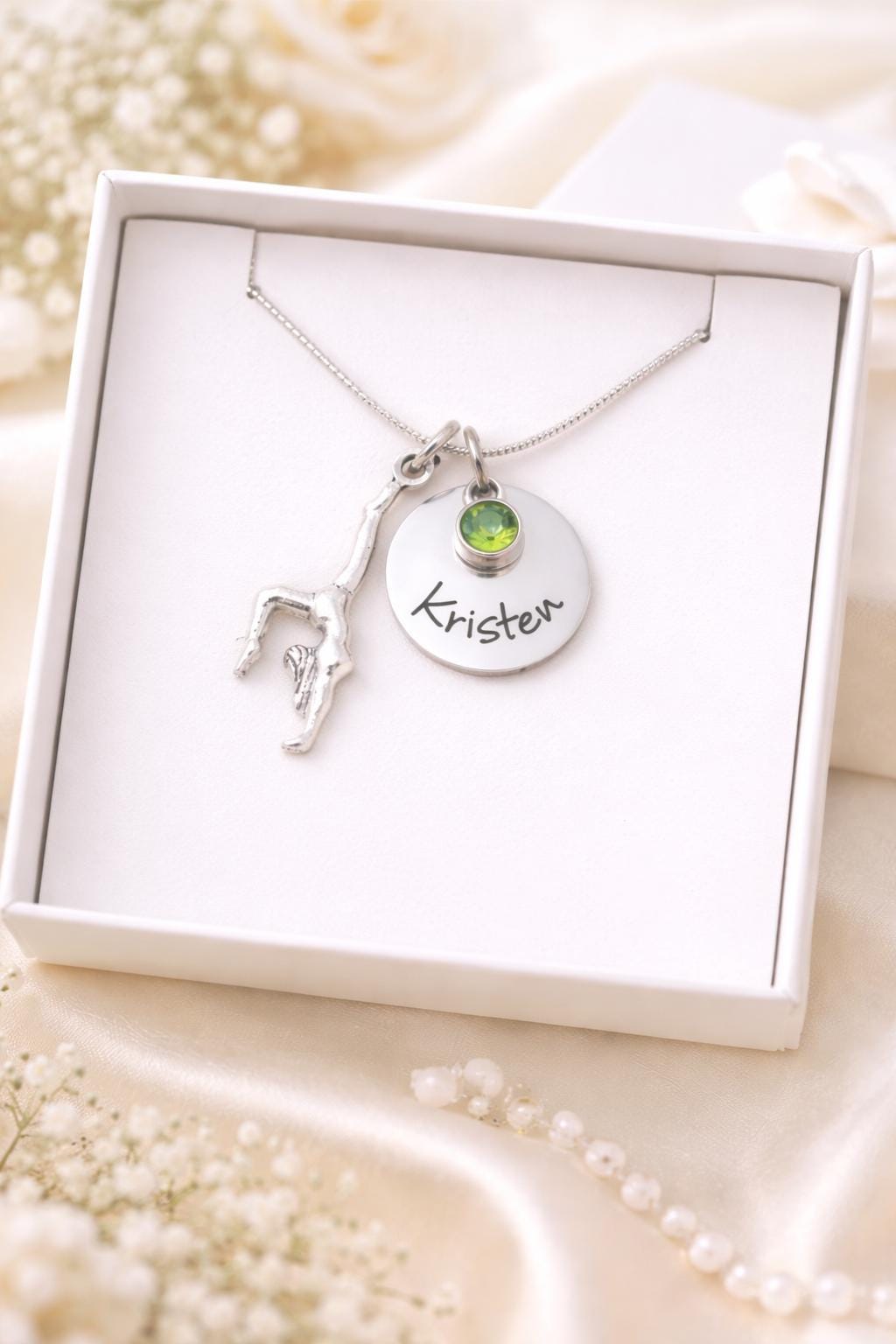 Personalized Gymnastics Gift Keychain - personalization example