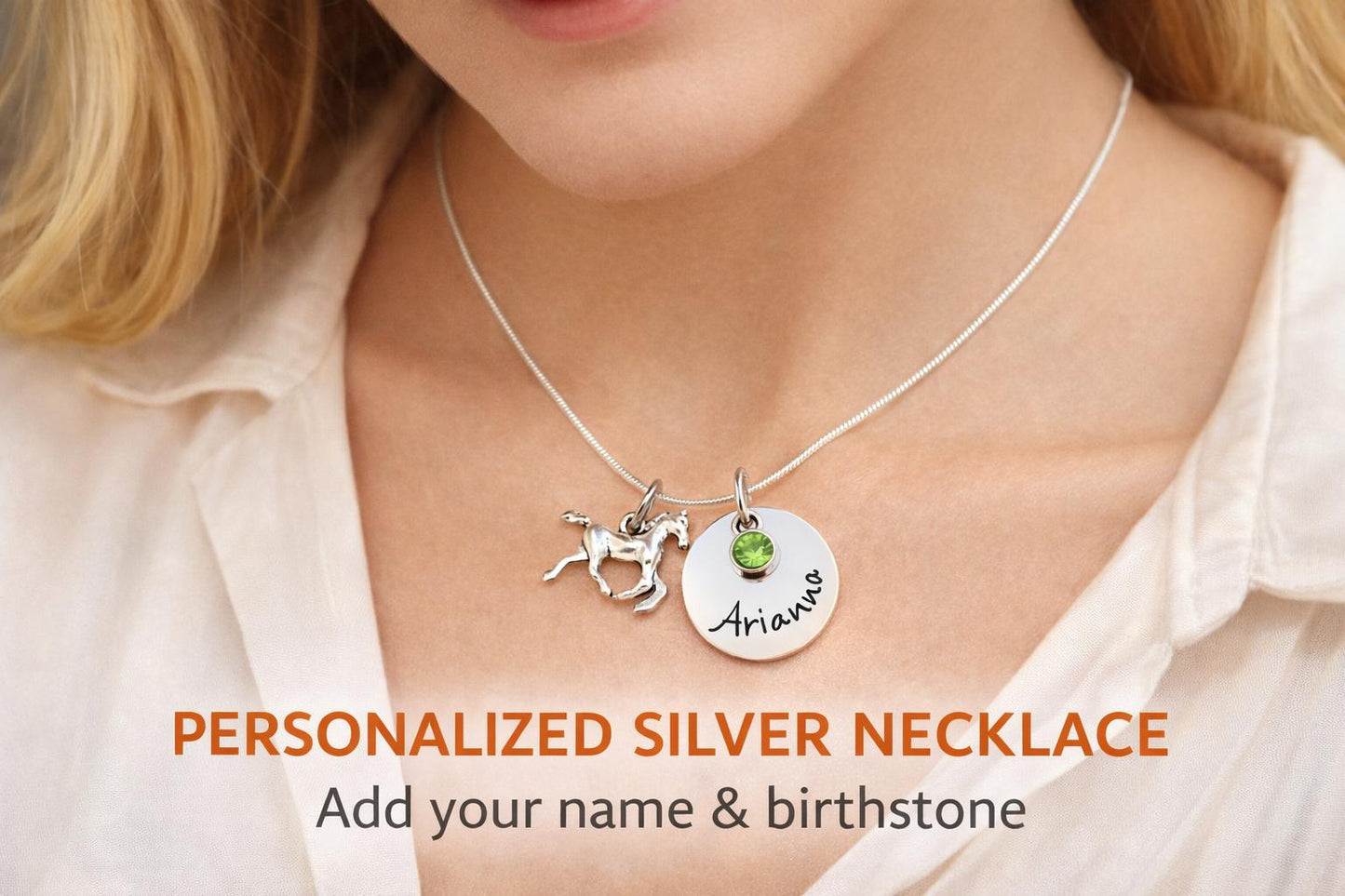 Personalized Horse Necklace with Name - personalization example