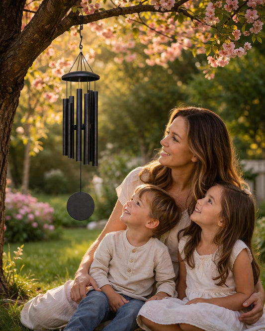 Personalized Wind Chime for Mom - close-up of the custom engraving