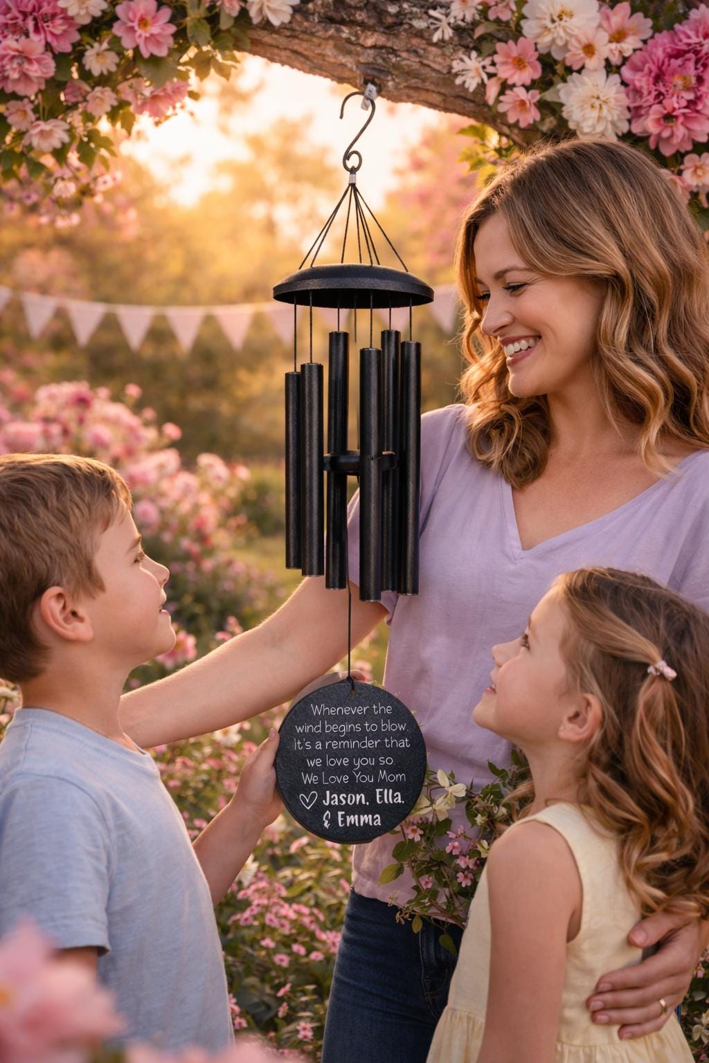 Personalized Wind Chime for Mom from Kids - a thoughtful custom gift