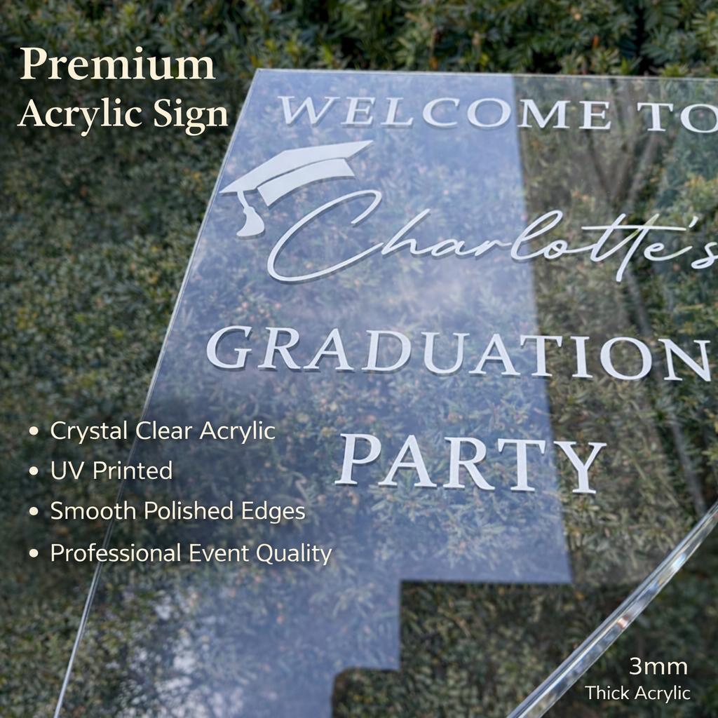 Custom Graduation Party Welcome Sign - close-up of the custom engraving
