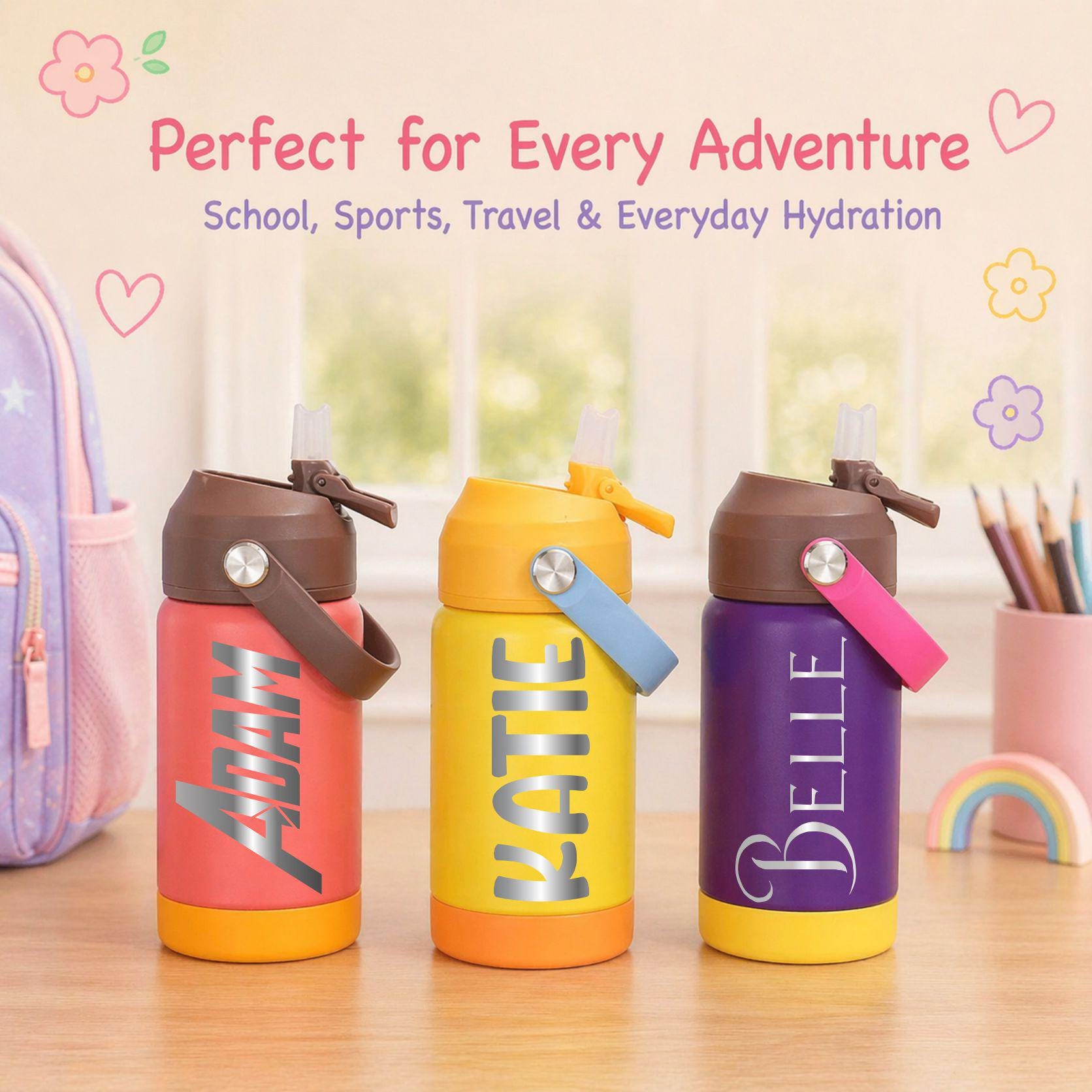 Personalized Daycare Water Bottle with Name - personalization example