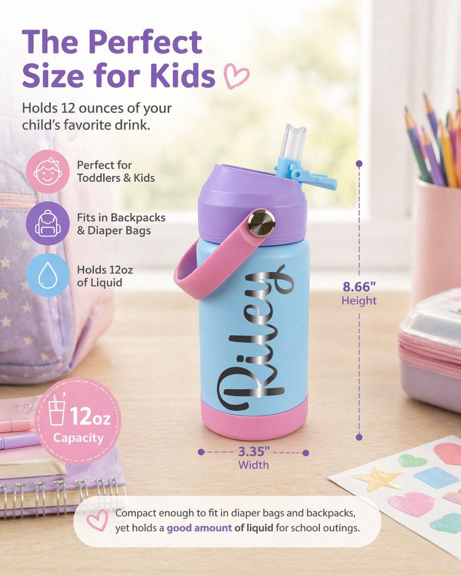 Personalized Kids Water Bottle with Name - close-up of the custom engraving