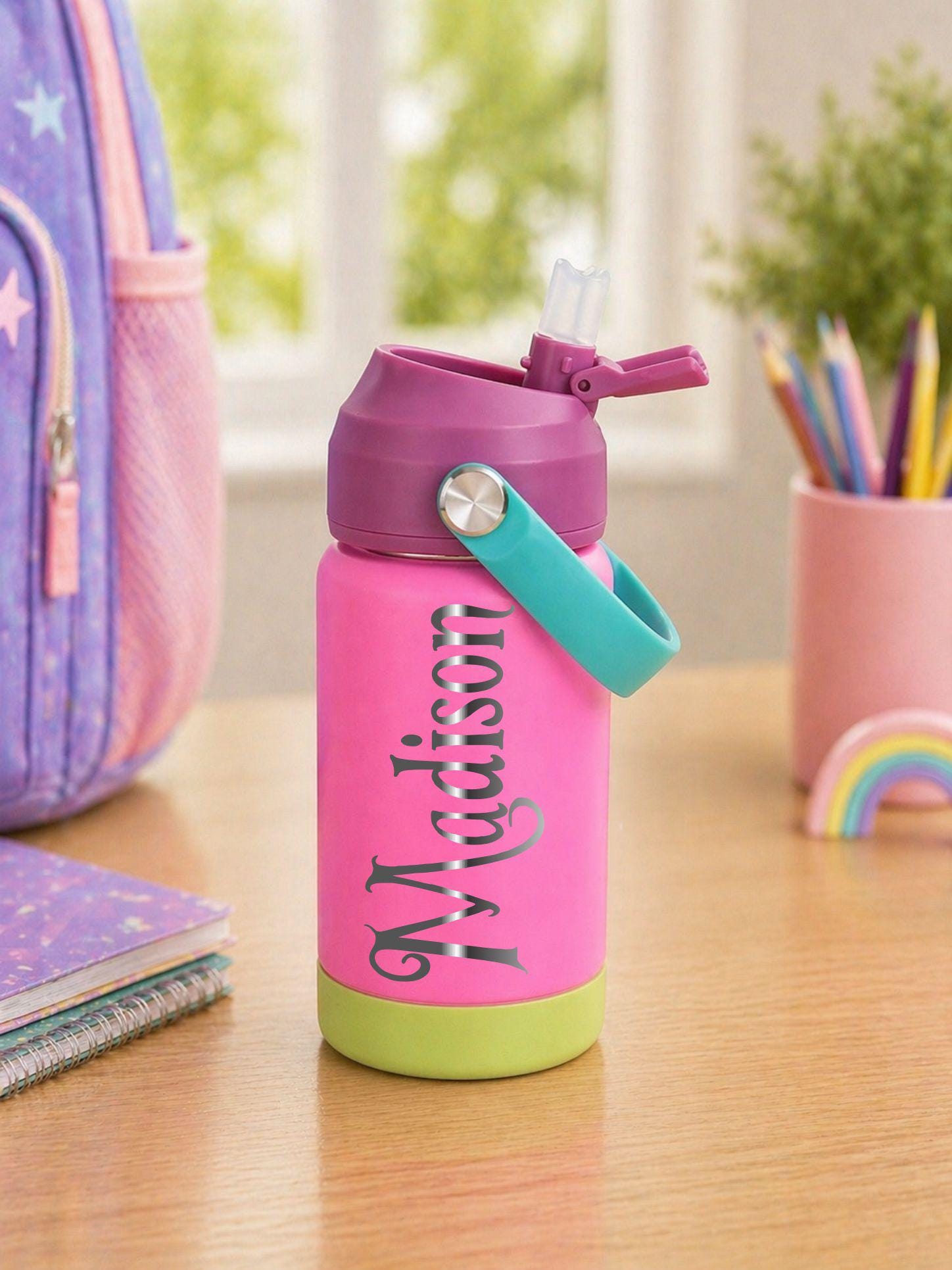 Personalized Kids Water Bottle with Name - personalized engraved gift, family-made in Long Island
