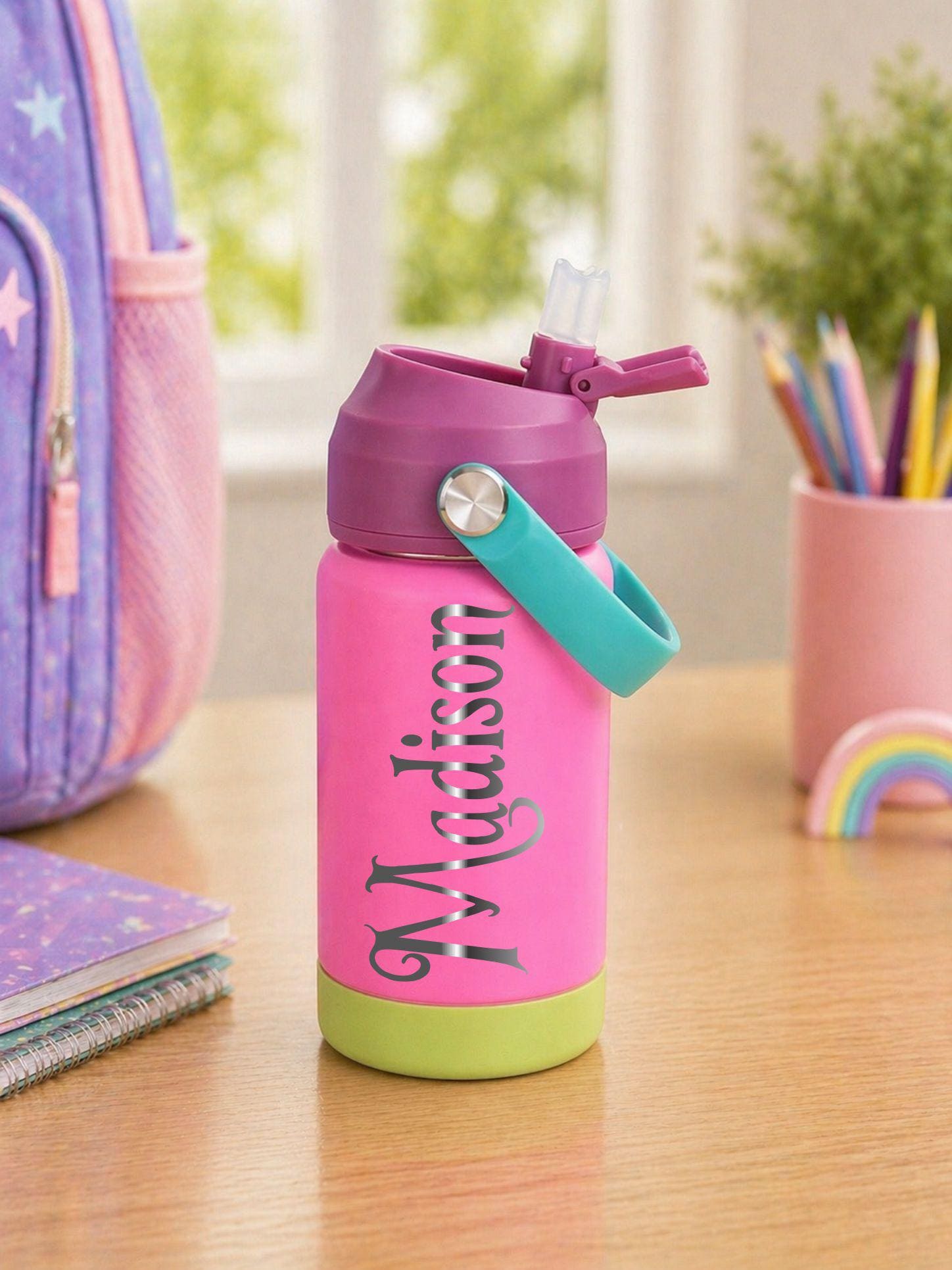 Personalized Daycare Water Bottle with Name - personalized engraved gift, family-made in Long Island