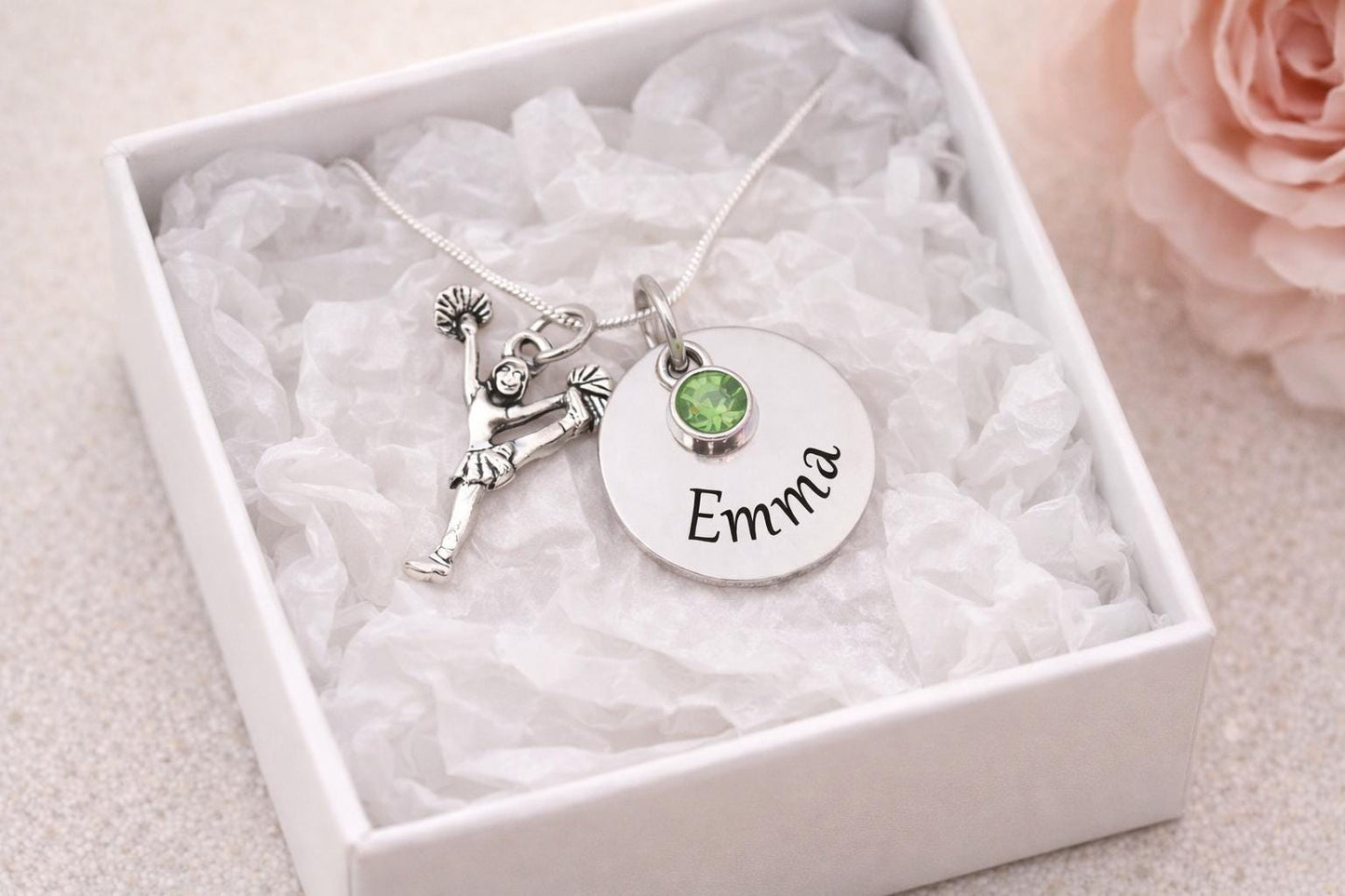 Personalized Cheerleader Necklace - personalization example