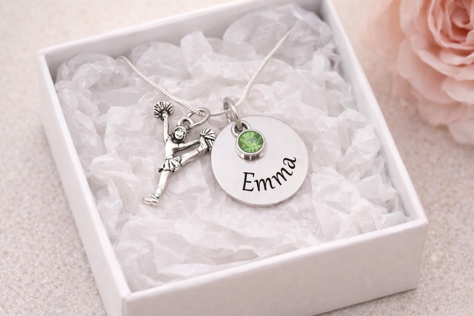 Personalized Cheerleader Necklace - personalization example