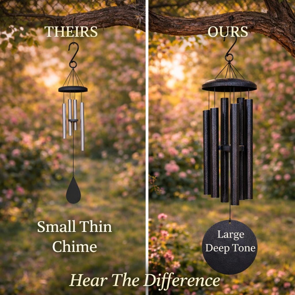 Personalized Wind Chime for Mom - close-up of the custom engraving